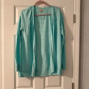 Loft Outlet | Seafoam Green/Blue 100% Cotton Open Cardigan Sweater | Size M